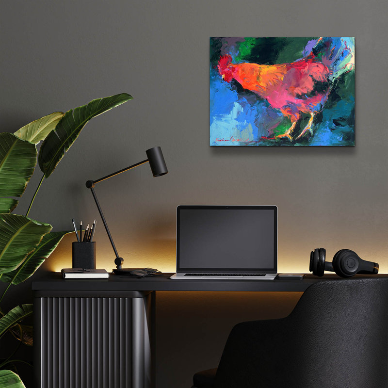 «Art Chicken» par Richard Wallich, art mural en verre acrylique, H 12 po x l 16 po x P 0,13 po