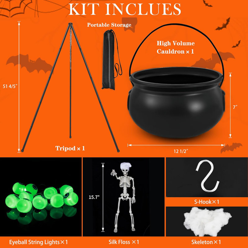 Décorations d'Halloween pour l'extérieur, chaudron de sorcières pour les décorations de jardin