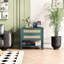 Table de chevet étroite en rotin avec 2 tiroirs et tablette de rangement Boho-1079940067