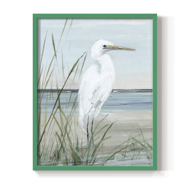 Summertime Heron I, reproduction encadrée - bois massif, H 21 po x l 17 po, Vert