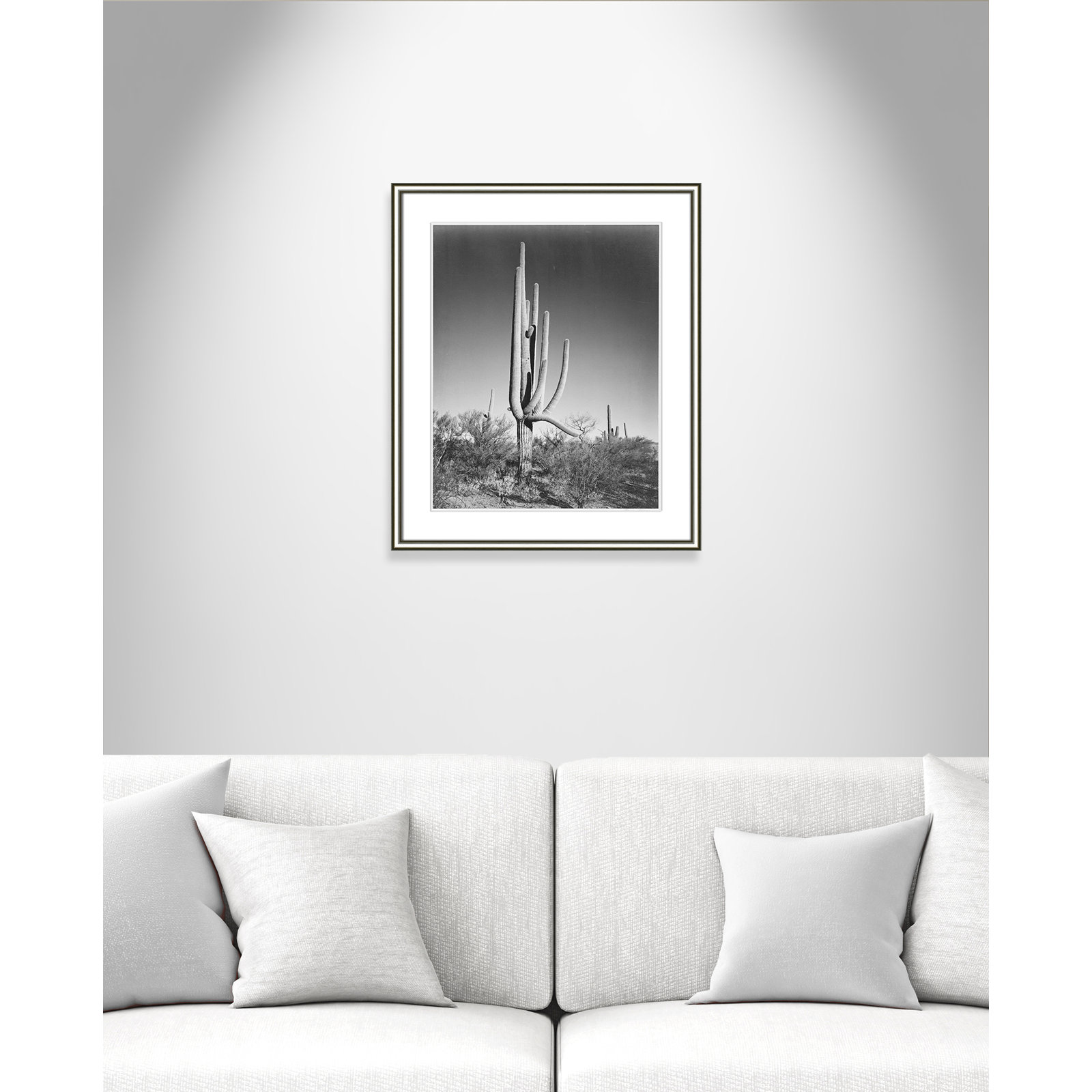 Saguaro National Monument Print by Ansel Adams, 26.75" H x 22.75" W x 0.88" D, Silver