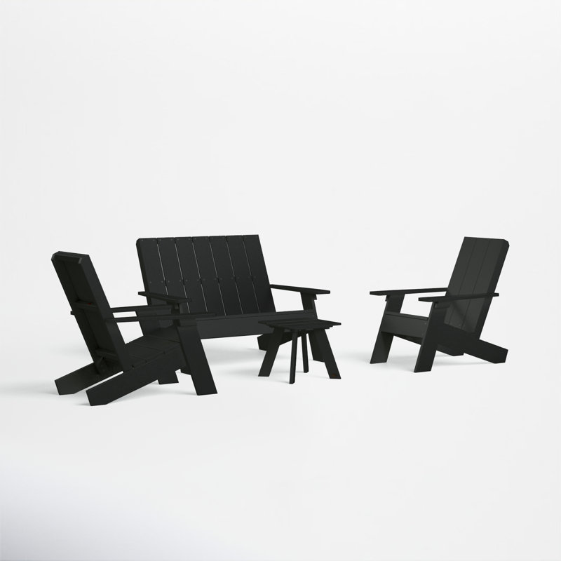 Byrnes 4 - Person Patio Conversation Set, Black