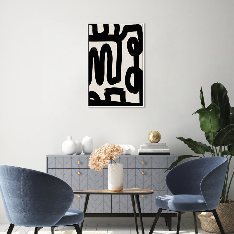 Bold Brush Stroke Lines And Swirls Print by Oliver Gal, 31" H x 21" W, White Floater Framed