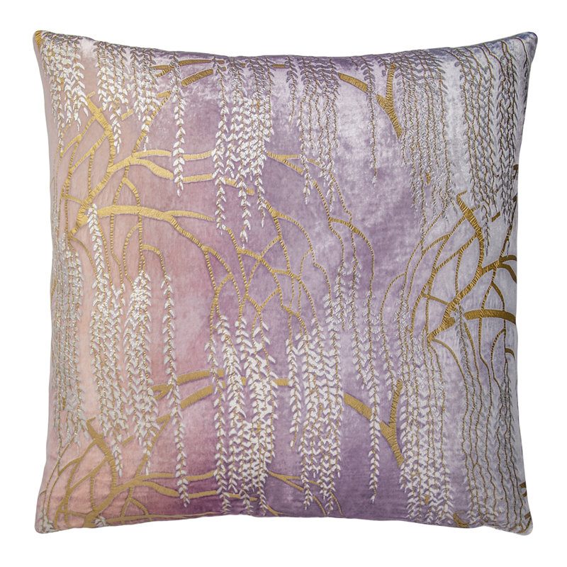Willow Metallic Square Velvet Pillow Cover & Insert, 20" x 20", Thistle