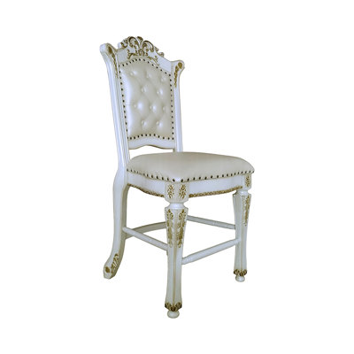 FAUTEUIL DE COMPTOIR DE L 20,4 po (ensemble de 2), cuirette et perle antique