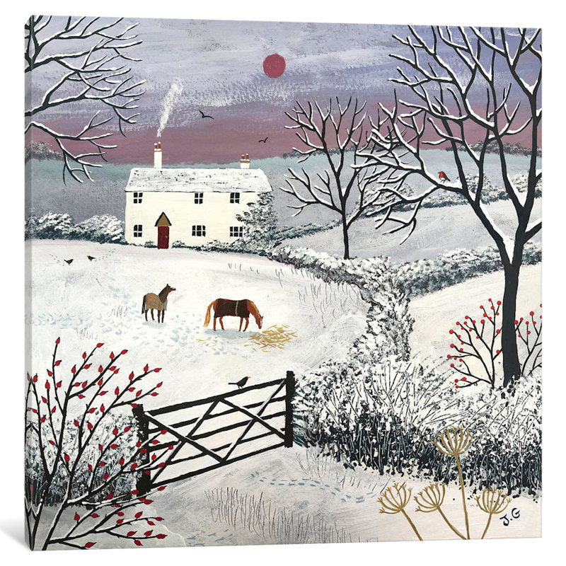 «Winter Grazing», reproduction sur toile, H 18 po x l 18 po x P 1,5 po, Toile tendue, Pas de tapis