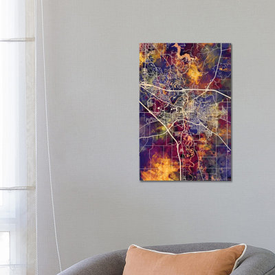 Iowa City Map II by Michael Tompsett - 1 Piece Wrapped Canvas Wall Art