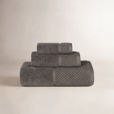 Lodie Cotton Plush Soft Absorbent Jacquard Solid 3 Piece Towel Set