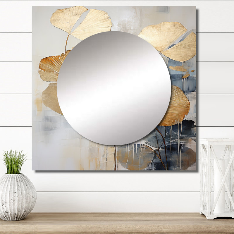 Chanaye - Miroir carré moderne tropical doré bord de mer tropical, 23 po x 23 po