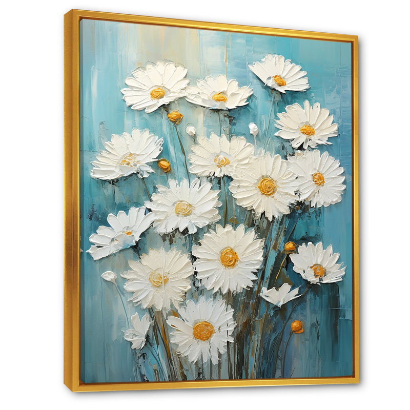 «Daisy Meadow» - impression, Cadre flottant doré, H 20 po x l 12 po x P 1 po