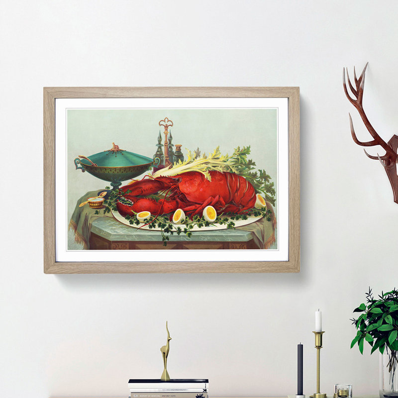 Still Life with Lobster - Framed Print, Oak Framed, 48cm H x 65cm W x 2cm D