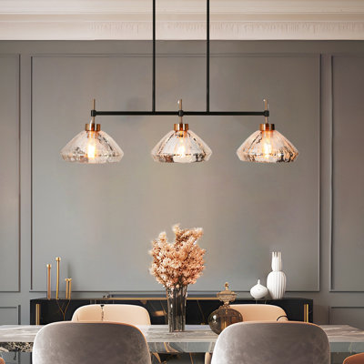 Brinson 3 - Light Silver Mercury Glass Kitchen Island Linear Pendant