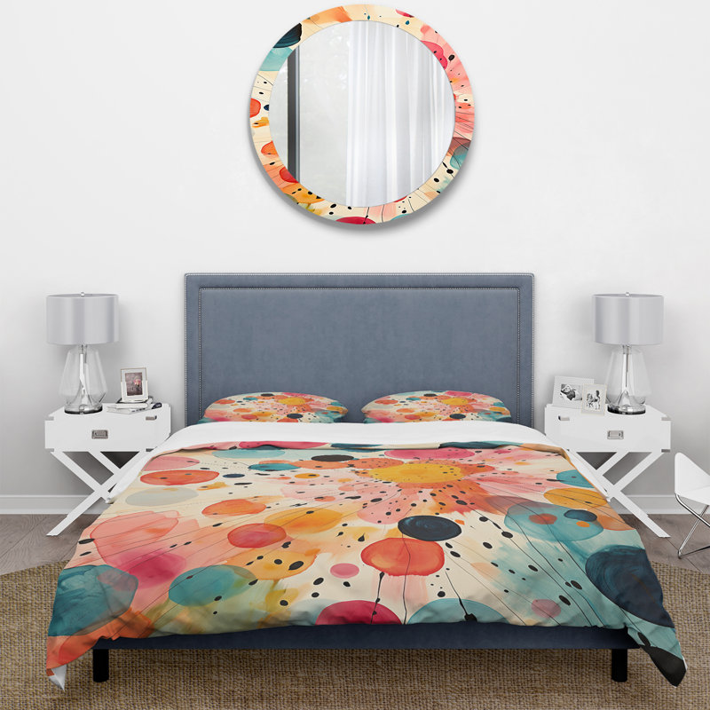 Ensemble de housse de couette abstrait coloré Mid Century Colorful Contrasts II - polyester microfibre