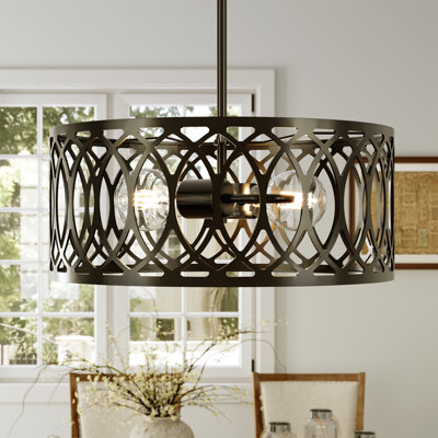 13" 2-light Dimmable Modern Drum Chandelier With Adjustable Height