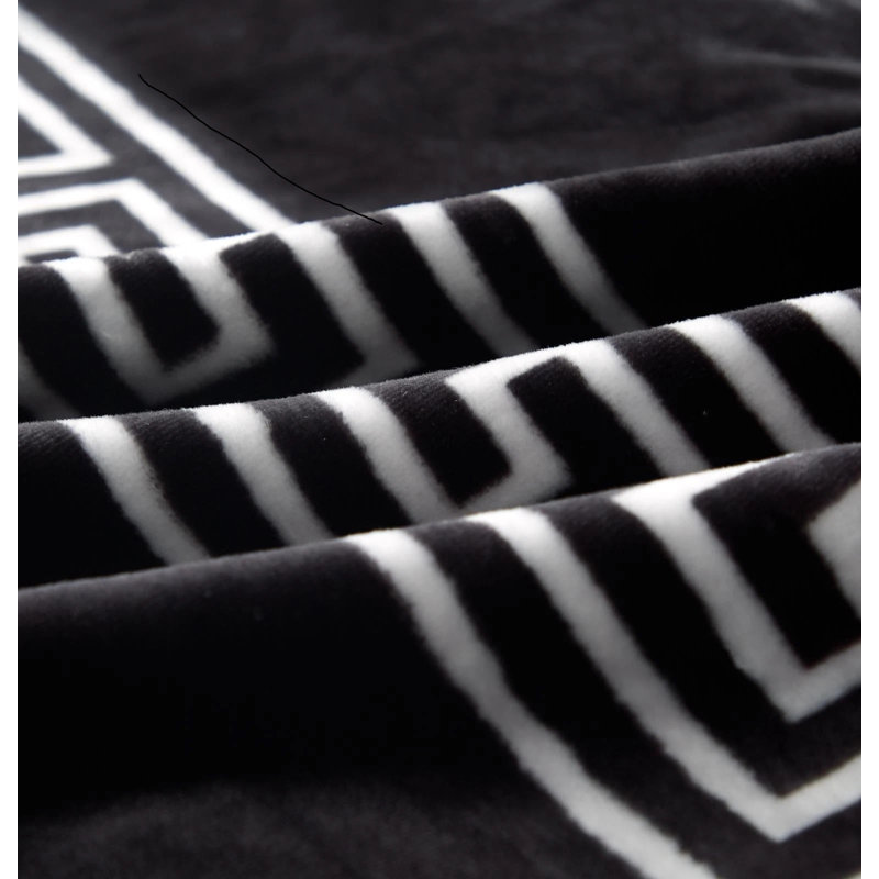 Flatweave Throw Blanket, Black Geometric