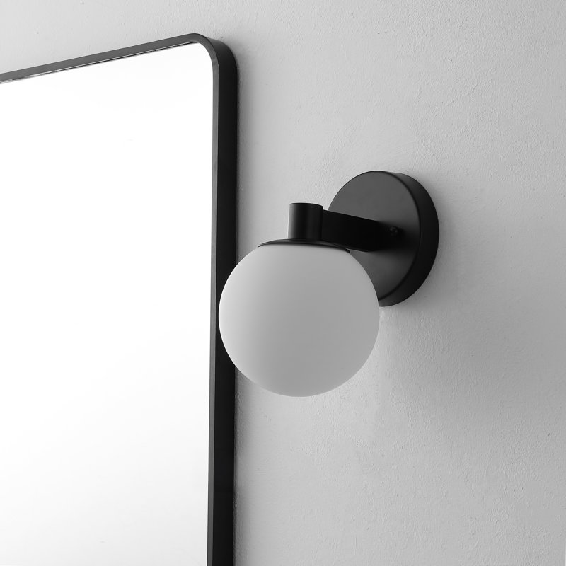 Songer Metal/Frosted Glass Modern Contemporary LED Vanity, 1 Light, Matte Black