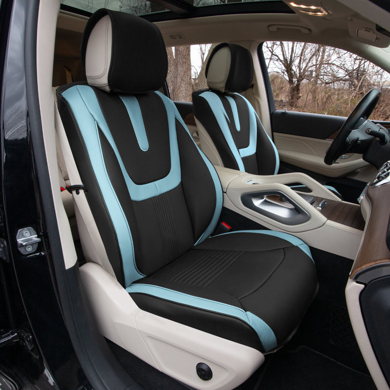Ensemble de housses de siège de voiture en similicuir de luxe Hybrid70, Bleu