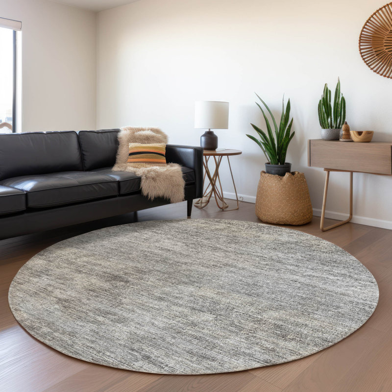 Premium Machine Washable Mayfield Silver Rug, Round 8'