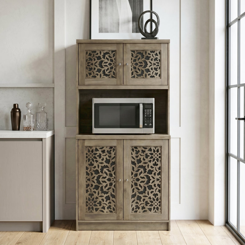 Armoire de cuisine 4 portes avec tablette à micro-ondes H 64,7 po Arrastia
