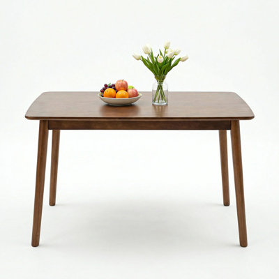 Solid Wood Dining Table, 47'' Rectangular Dining Table, Mid Century Modern Kitchen Table with Rounded Corners, Easy to Assemble, Small Dining Table fo