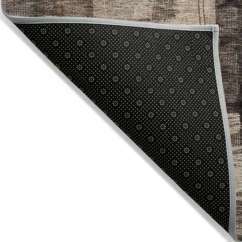 Tapis d'extérieur lavable abstrait brun et noir 10 pi x 14 pi brun