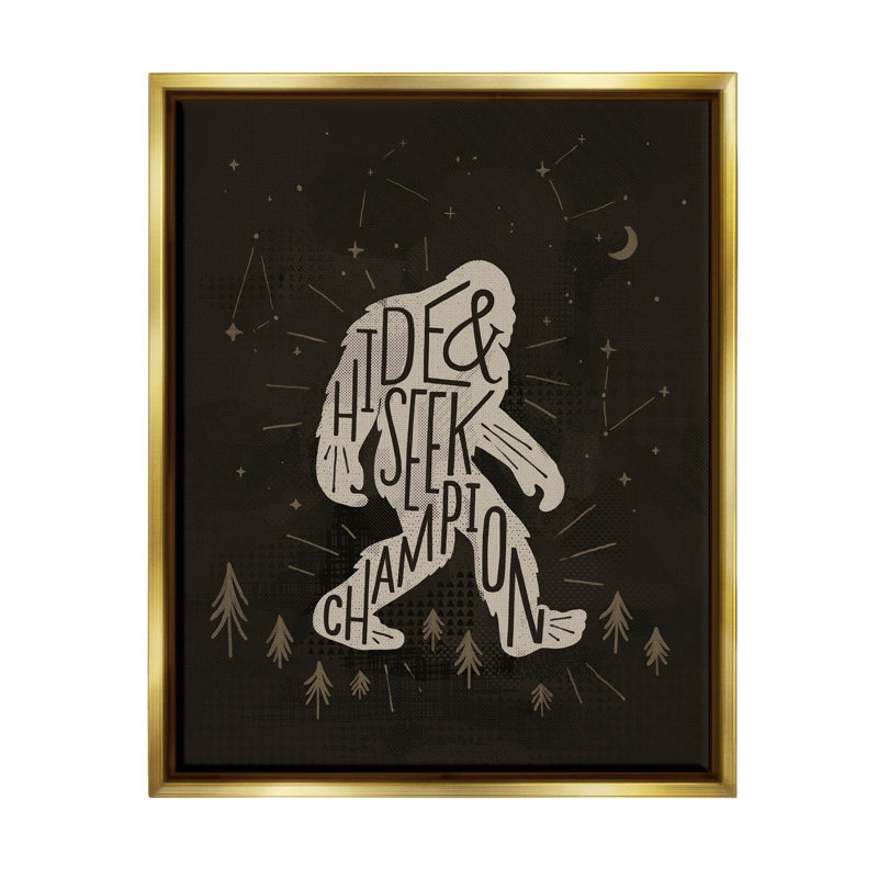 «Hide and Seek Champion Bigfoot pourtant» - cadre flottant, impression sur toile, H 31 po x l 25 po x P 1,7 po