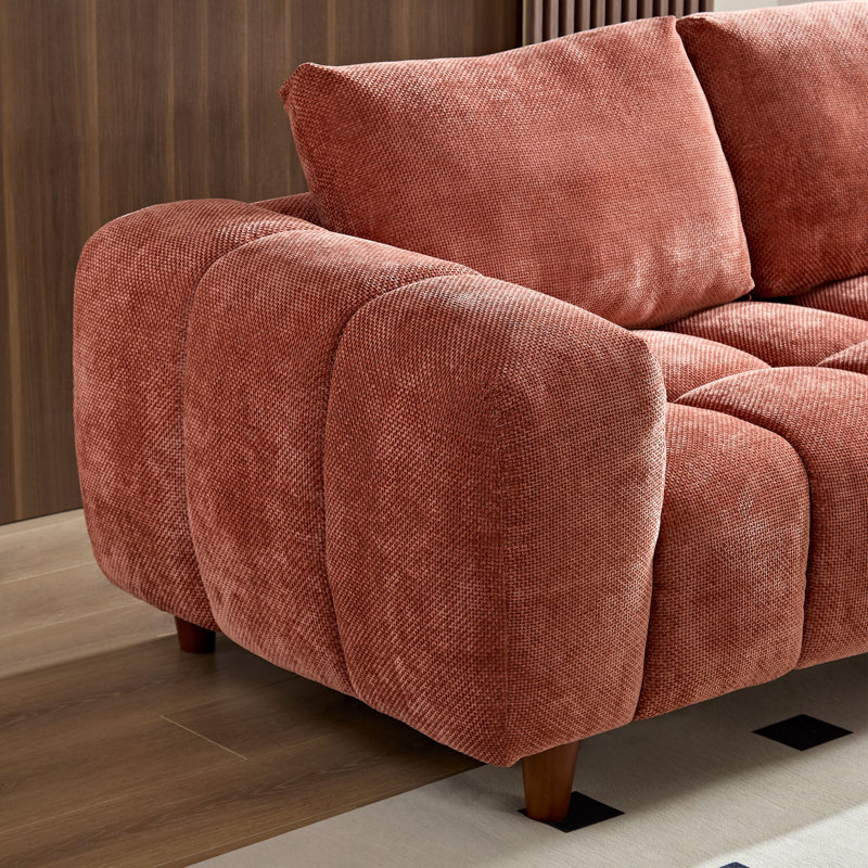 Canapé modulaire convertible en L 111,81 po, plus confortable avec canapé en L, moderne, Tissu caramel