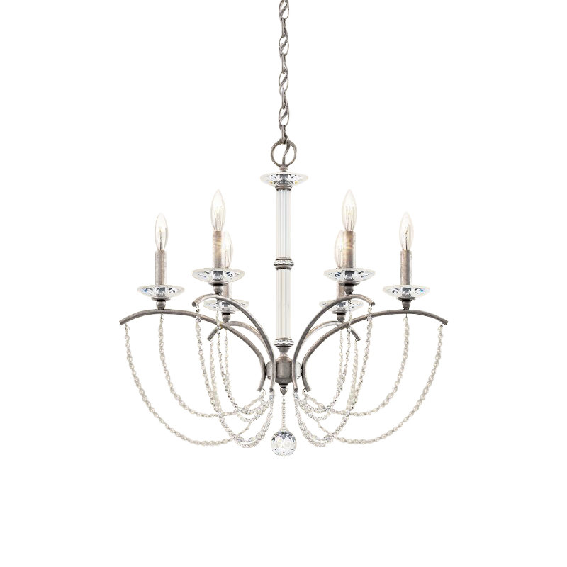 Priscilla 6 - Light Chandelier, Antique Silver