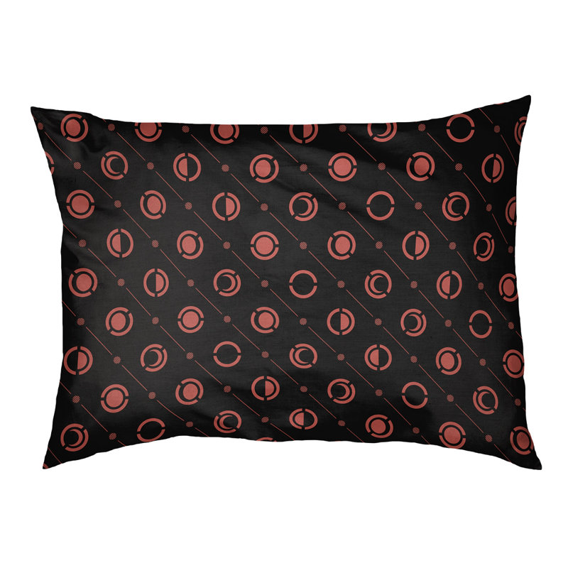 Coussin intérieur pour chien moon phases Chenault, Grand (l 50 po x P 7 po x H 40 po), Rouge / Noir