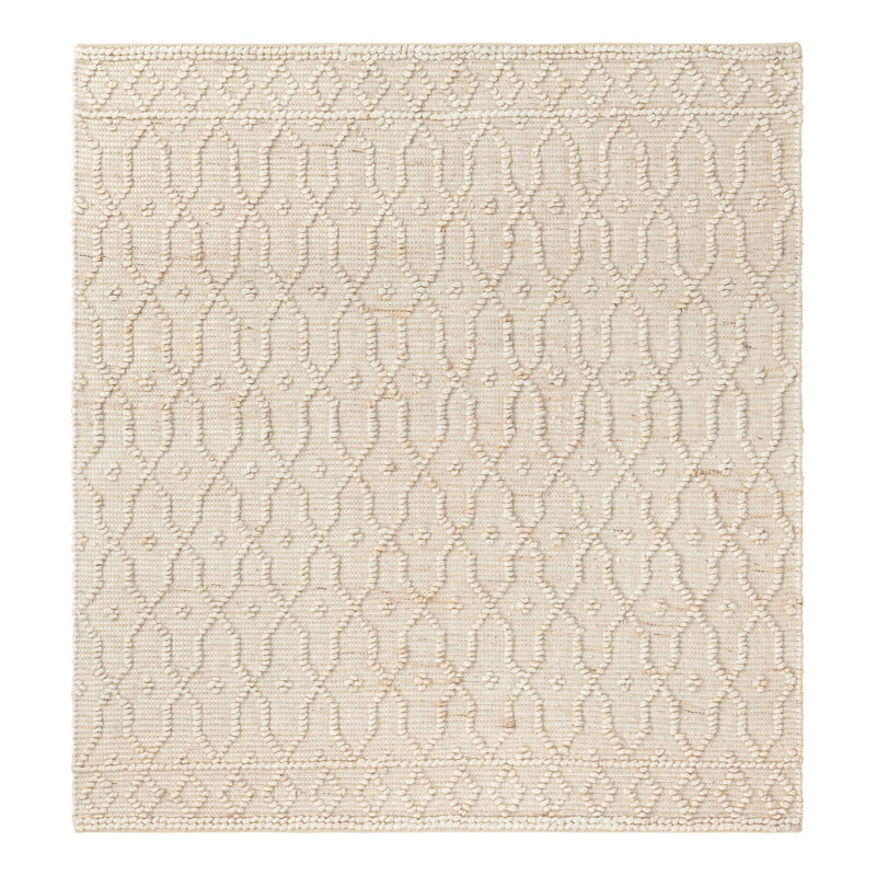 Tapis ivoire en jute / sisal tissé à la main Vivianne, Carré 5 pi 3 po