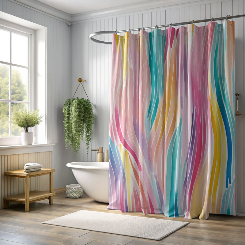 Color Splash Patterns - Rideau de douche standard 1 pièce, H 74 po x l 71 po