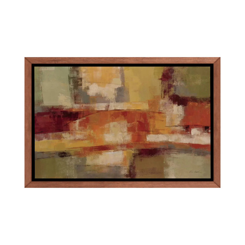 Été aire de jeu par Silvia Vassileva - reproduction d'art, H 26 po x l 40 po x 1,5 po, Cadre flottant brun