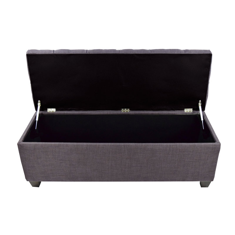 Heaney Polyester Blend Upholstered Storage Bench, Redish Gray