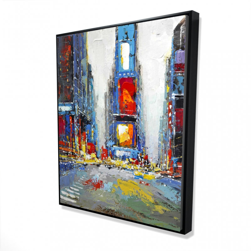 Reproduction abstraite et colorée de bâtiments sur toile