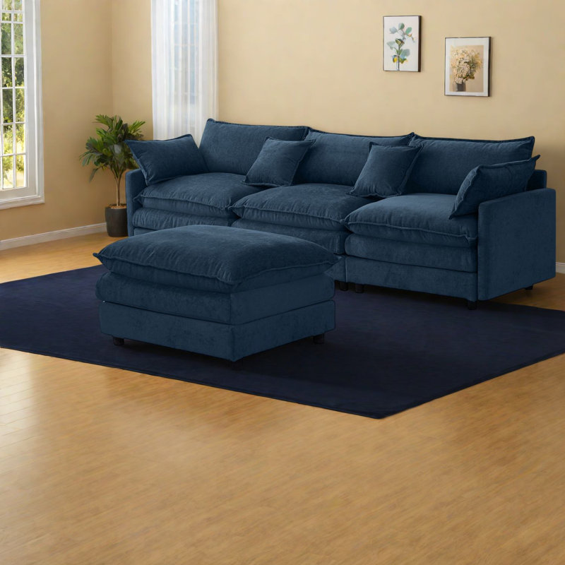 Comfortable Chenille Sofas, Sturdy Modular L-shape For Home