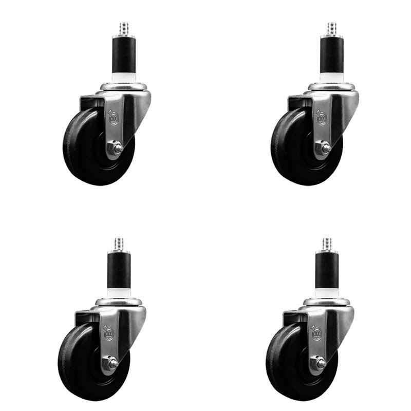 Phenolic Wheel Swivel Expanding Stem Caster Set SCC NB 3-1/2" x 1-3/8"