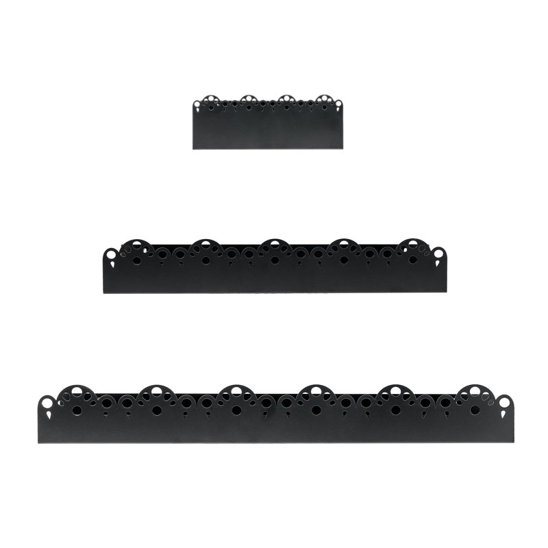 Ensemble de 3 tablettes flottantes en métal Scallop, Noir