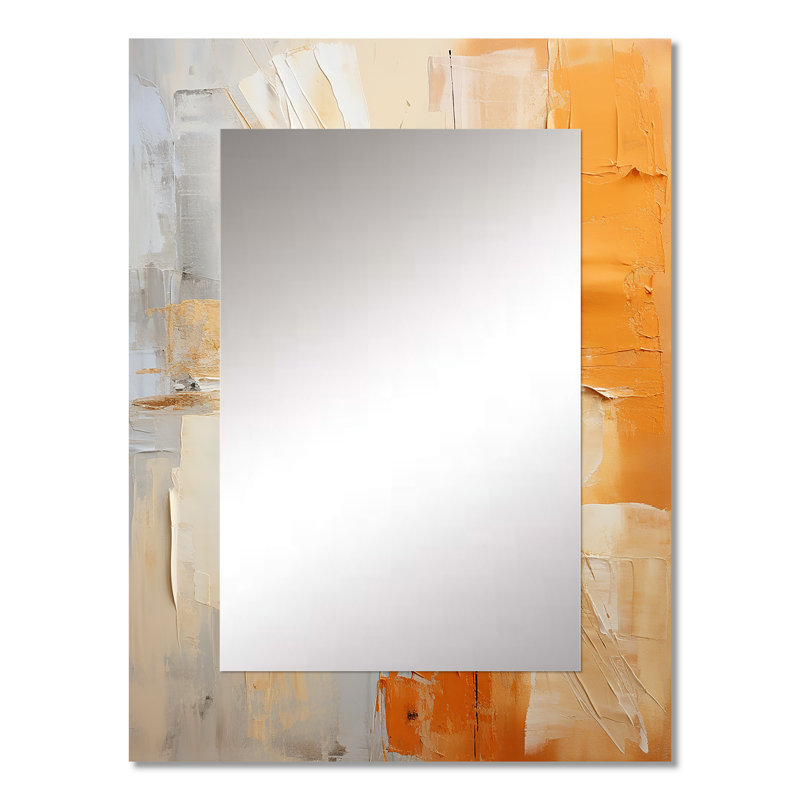«Glam Orange Beige Collage IV», miroir mural décoratif tendance, 32 po x 24 po