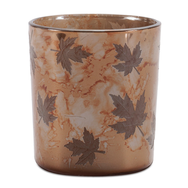 Autumn Leaf Glass Votive Holder (Set of 3), 3.2