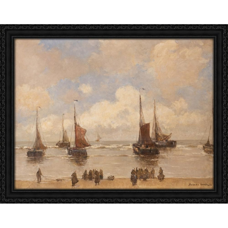 Débarquement des bateaux de pêche, H 25 po x l 32 po