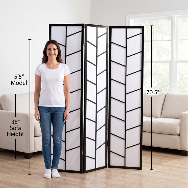 3-Panel Climbing Screen Room Divider, Black