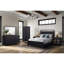 Grand lit à panneau ouvert avec finition grain de poivre, placages, bois massif et noir, motif de tête de lit X P 63,89 po, H 58,53 lb, 133,55 lb Poids en poivre noir, avec motif