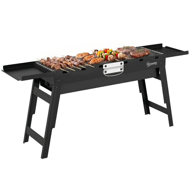 Outsunny 87cm W Portable Charcoal Grill, Black