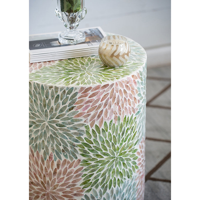 / Rose, table d'appoint cylindrique, beauté, 14 x 14 x 18 po, siège de jardin de table 13,2 lb, Art Radiance, 14 x 14 x 18 po, siège