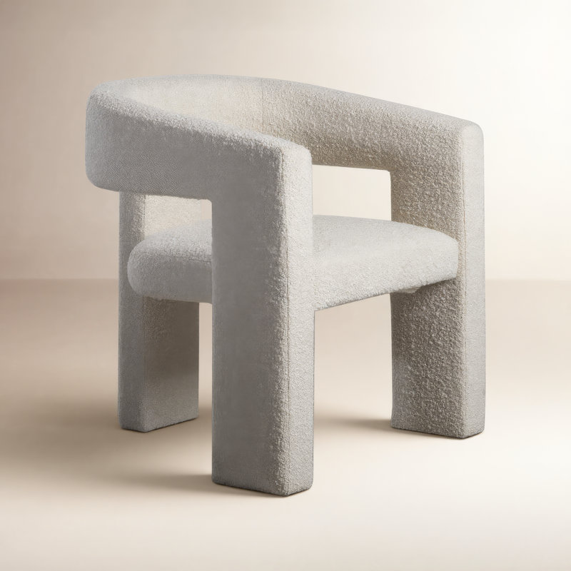 Elo Barrel Chair, White Boucle