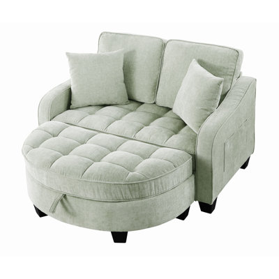 Daisy 51" Upholstered Tufted Convertible Chaise Lounge Sofa Bed