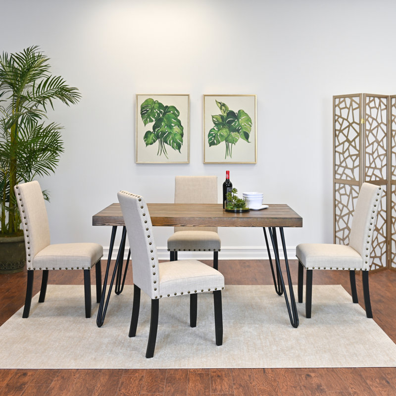 Ensemble de salle à manger, table de salle à manger en épingle à cheveux avec 4 chaises, 5