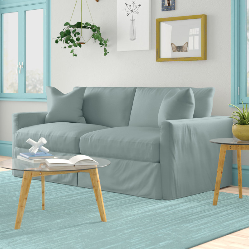 Hartig 84'' Slipcovered Sofa, Canvas Spa Sunbrella® Canvas