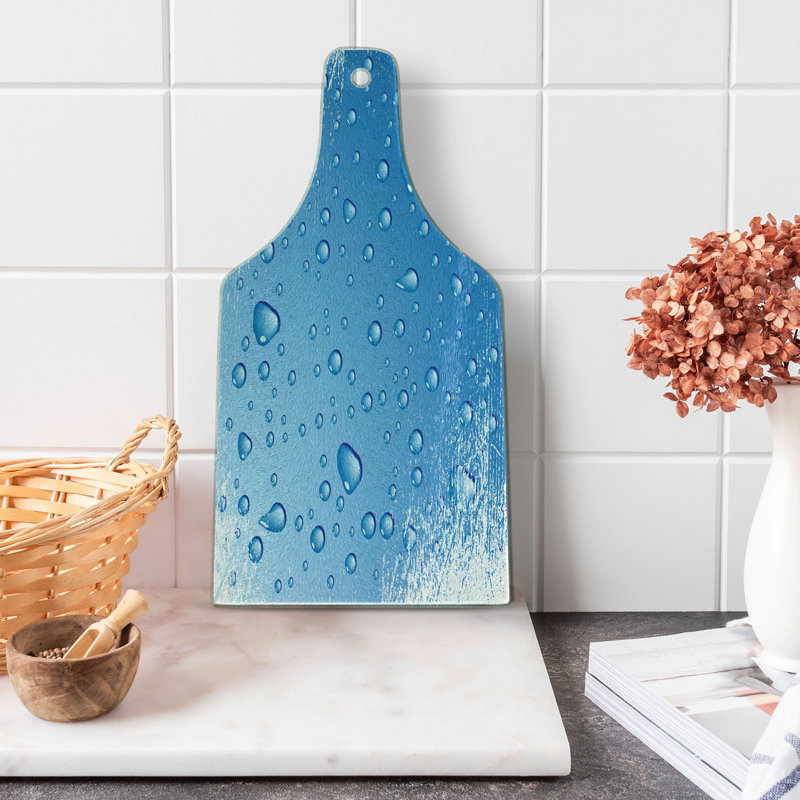 Blue and White Tempered Glass Rectangular Cutting Board