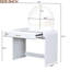 Meuble-lavabo blanc de 39 po avec miroir et tiroir pour la chambre à coucher. Bords et esthétique incurvés. Produits de beauté avec beaucoup de rangement. Matériau confortable. Installation facile et rapide